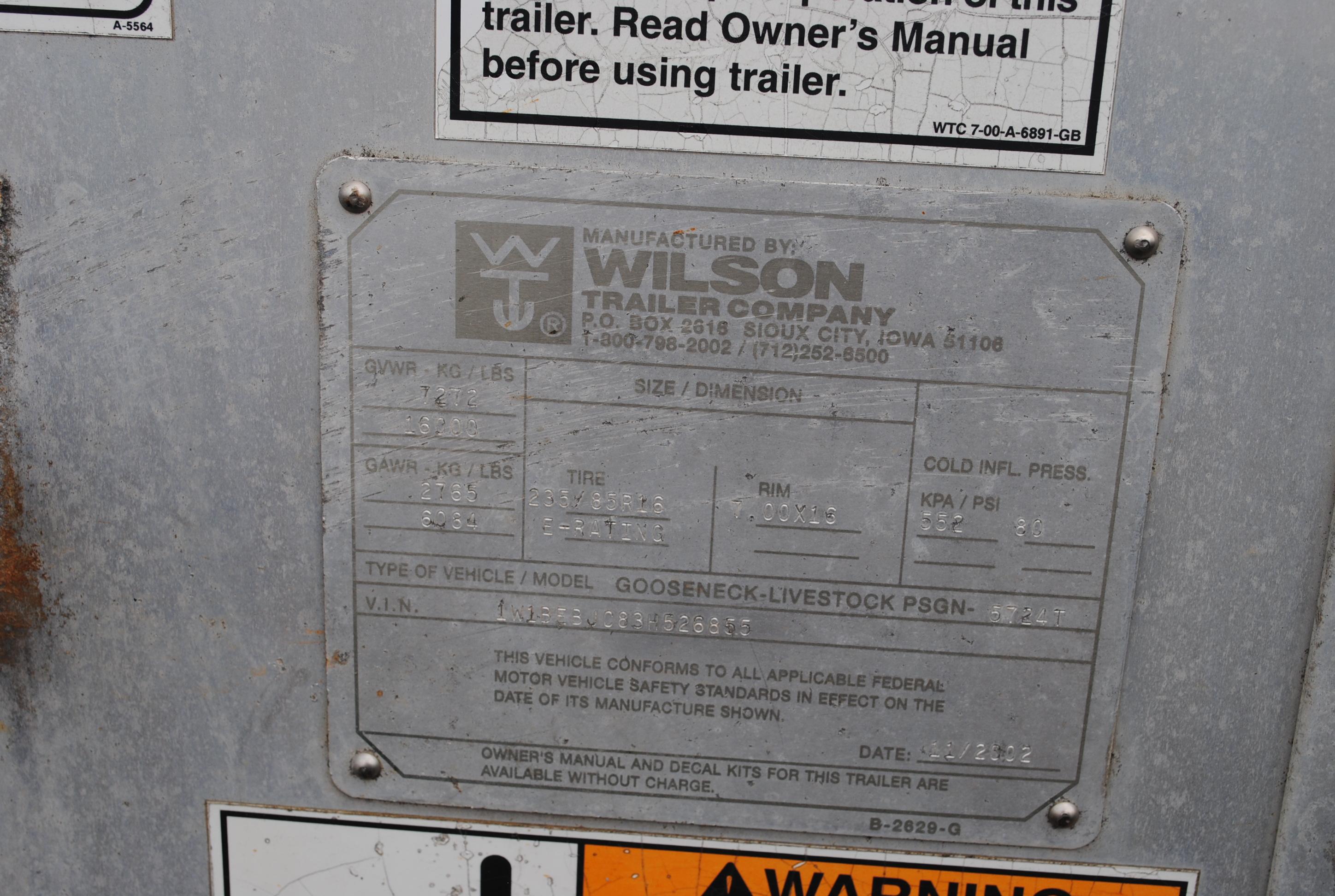 Wilson Super Star 24'x7' All Aluminum Gooseneck Livestock Trailer, 2 cut gates, slider on back door,