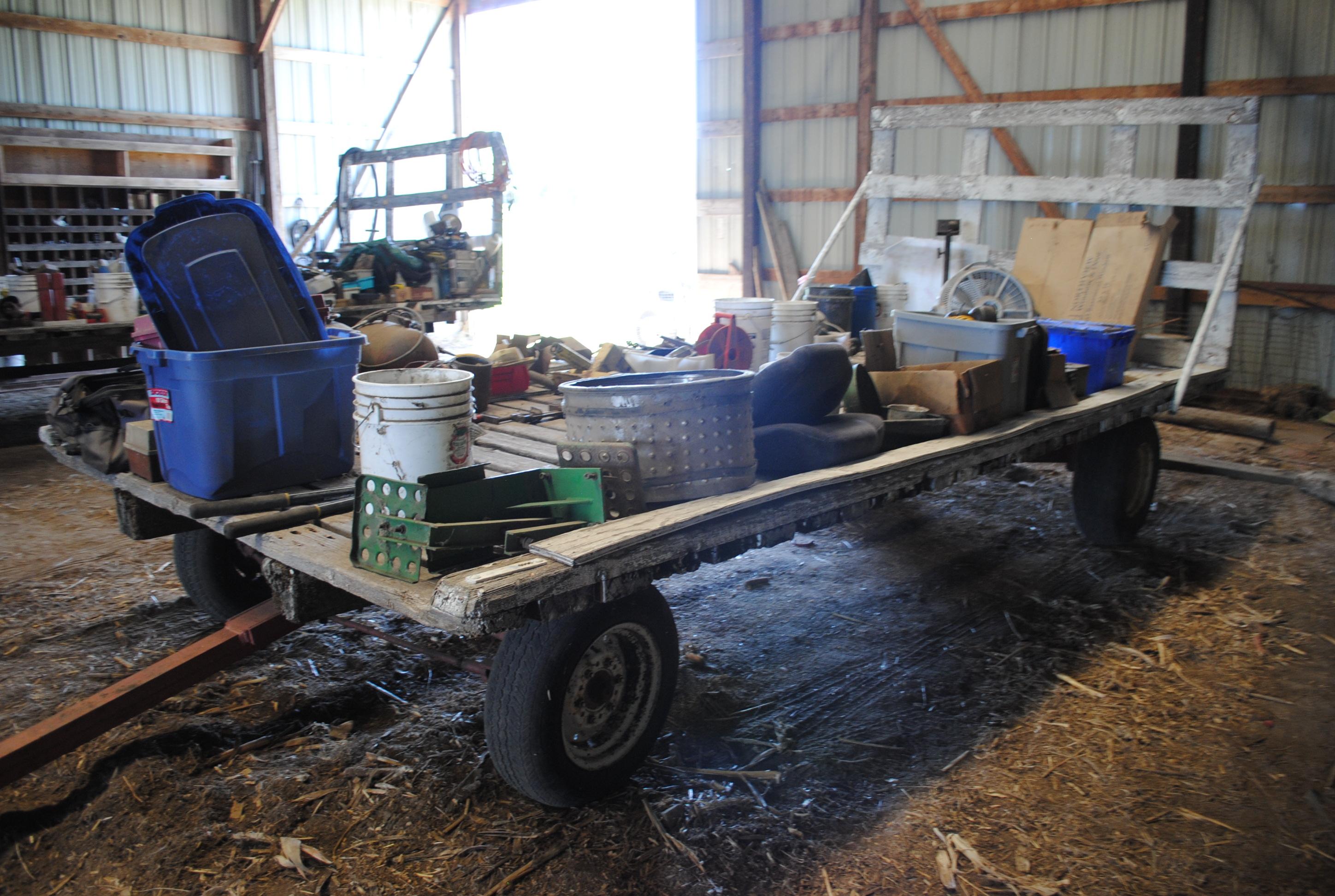 8'x17' Hay Rack on 4-wheel running gear (Contents not included)