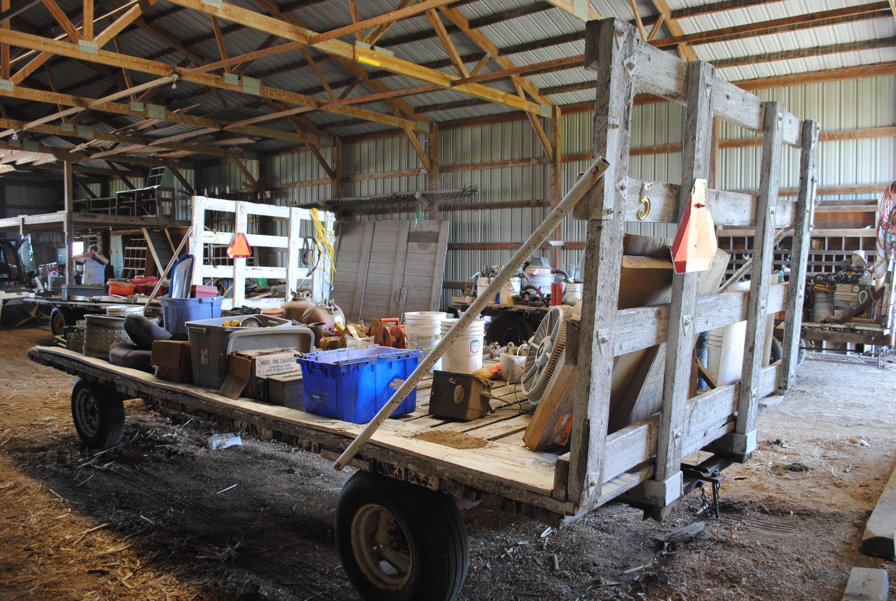 8'x17' Hay Rack on 4-wheel running gear (Contents not included)