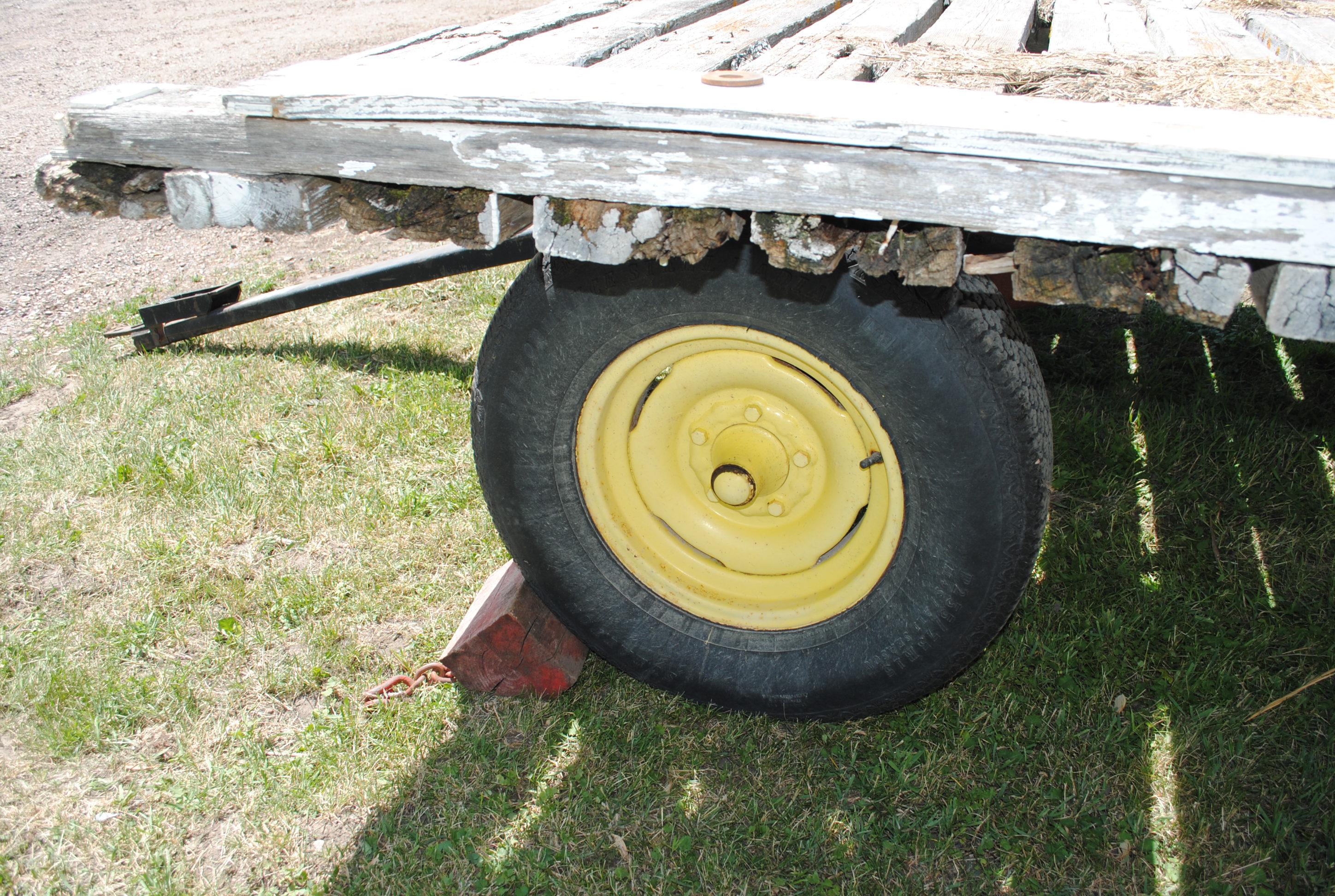 8'x17' Hay Rack on Allis Chalmers running gear with extendable pole