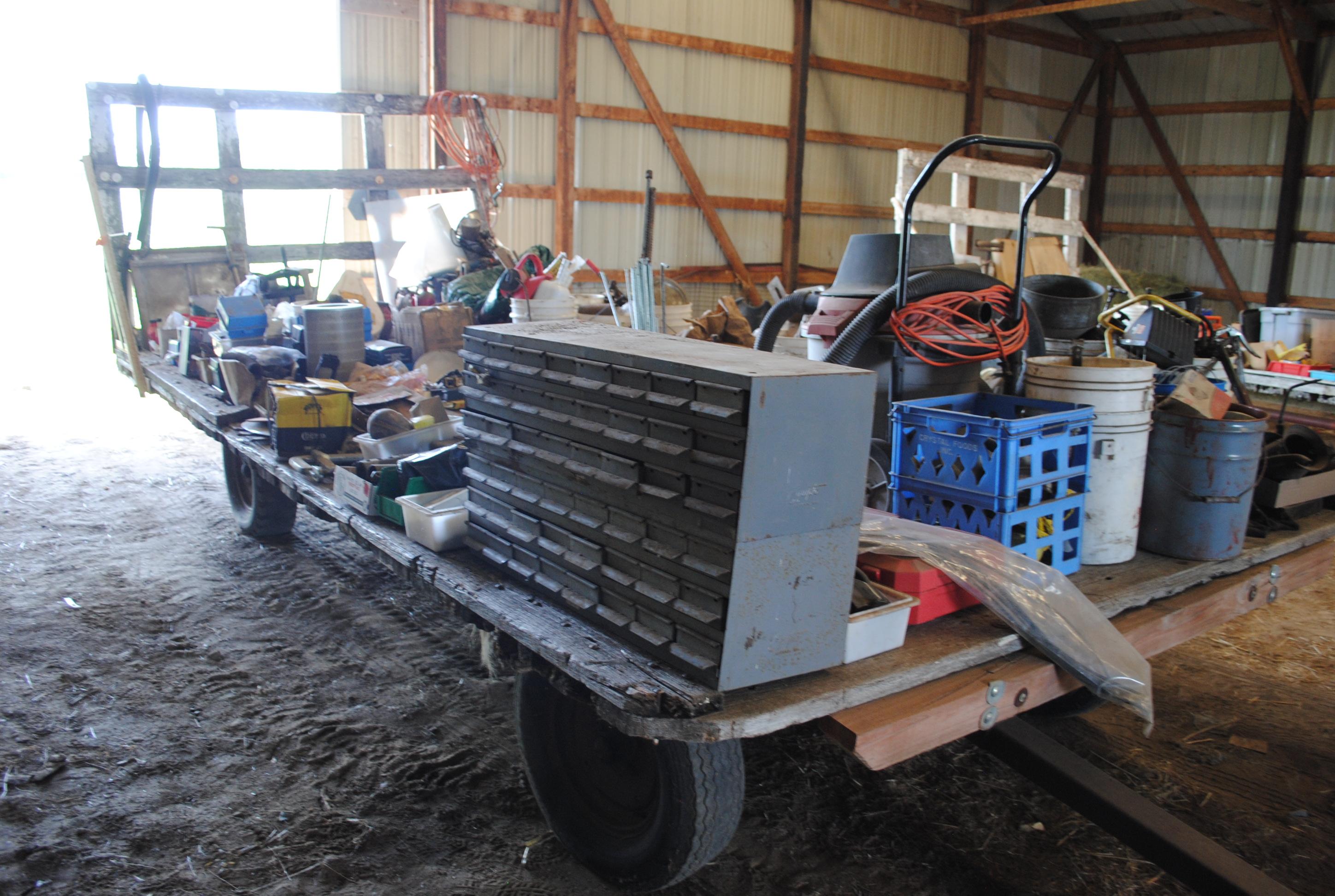 8'x18' Hay Rack on Minnesota running gear (Contents not included)