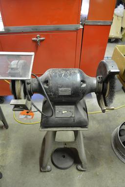 Black and Decker 10" bench grinder on stand; has 1 wire wheel