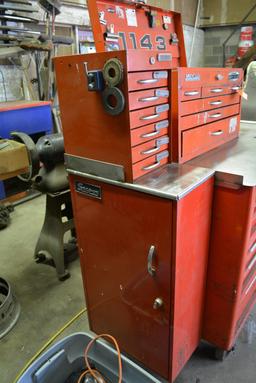 Toolbox set - Snap-On 7 drawer is 45"Wx24"D with 10" extension on top is MB Century 6 drawer approx.