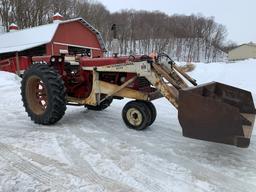 International 656 Hydro Gas Tractor with International 2000 hydraulic loader, fast hitch & drawbar,