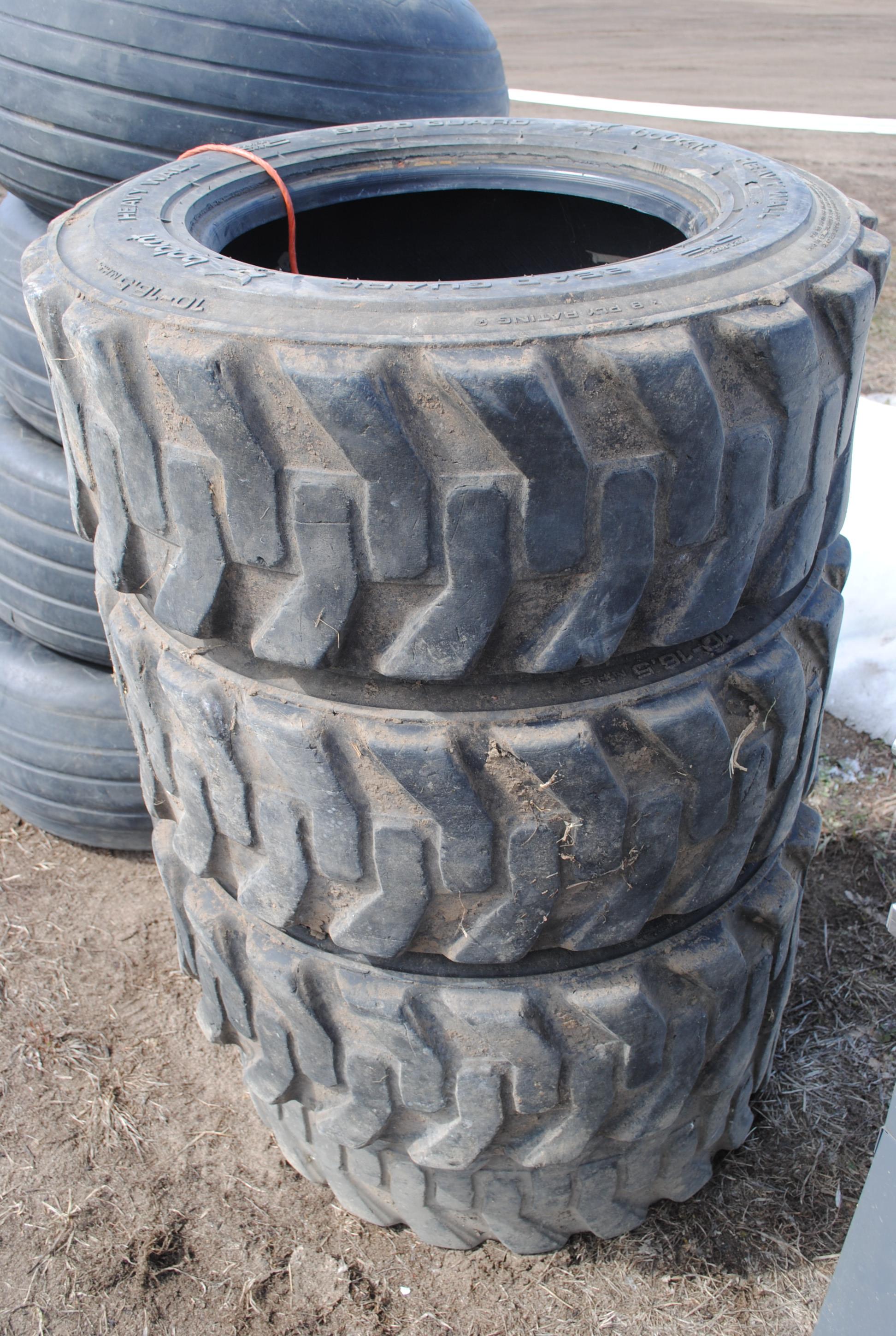 Set of 4 10-16.5 Bobcat brand skidloader tires (sell as set)