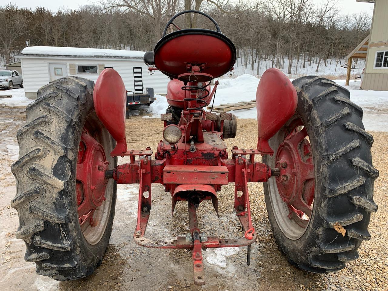 Farmall Super 'H', narrow front, fenders, engine was overhauled by Bill Braunsworth, belt pulley, 12