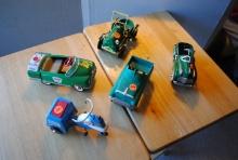 5 Pedal Car Toys including: "Chrysler", "Sinclair", "Police Radio Patrol", "Mark V", and "Antique Ro