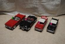 Set of 4 misc. die cast including: (2) 1/24 scale "1957 Chevy Bel Air Cars" (one black, one red), 1/