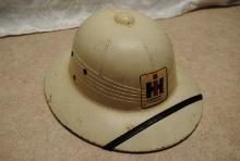 Safari hat with "International Harvester" decal, vintage