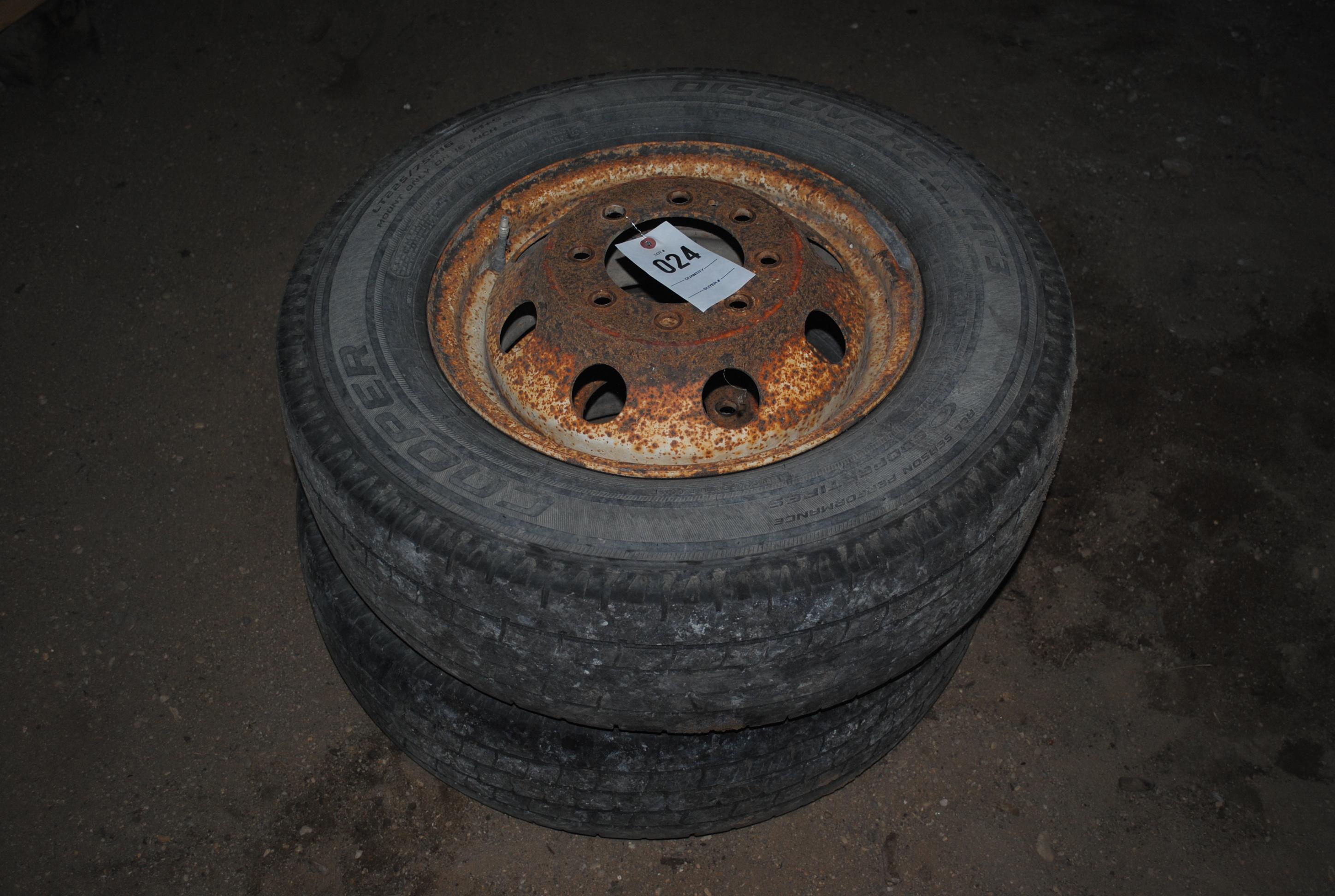 Pair of Ford Dually 16" Tires & Rims, 8-bolt (sell as set)