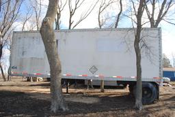 Semi Trailer FOR STORAGE ONLY! Single axle. Approx. 28' long by 8' wide. Has side windows, roll-up b