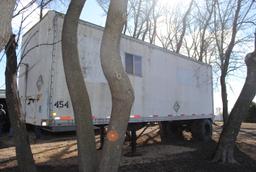 Semi Trailer FOR STORAGE ONLY! Single axle. Approx. 28' long by 8' wide. Has side windows, roll-up b