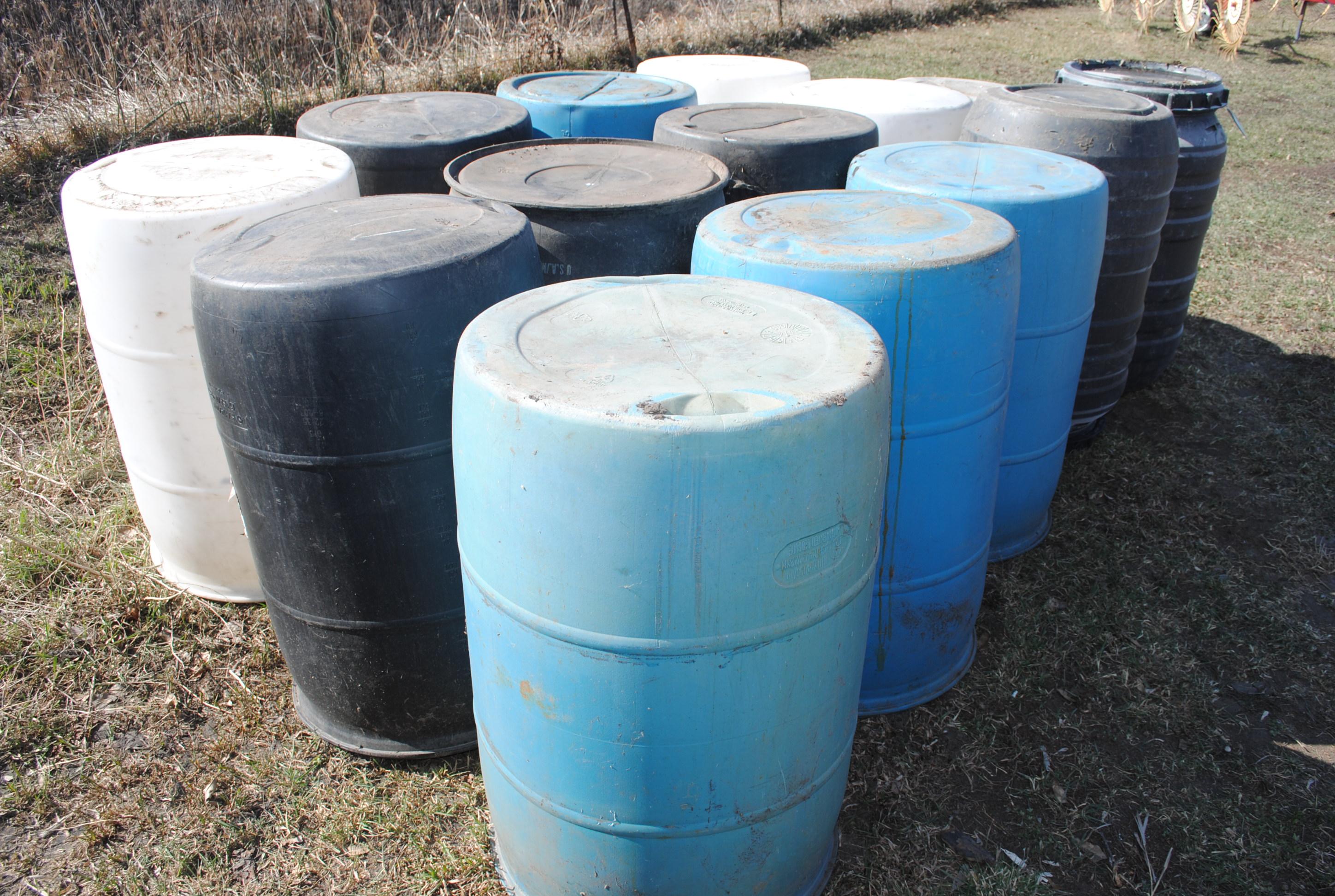 14 Plastic Barrels (sells as one lot)