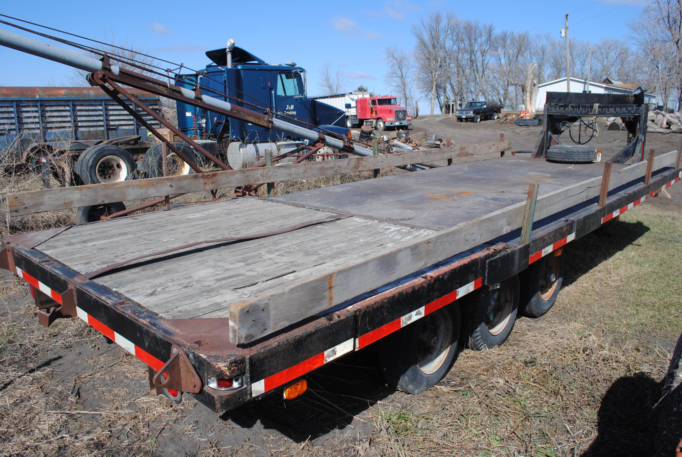 Gooseneck Tri-Axle Trailer approx. 22-1/2' by 7'10", trailer house wheels & tires, homemade. TITLED