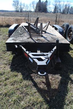 Pintle Hitch Trailer approx. 14'x75" (between fenders), sides, ramps, wood floor, rear stabilizer ja