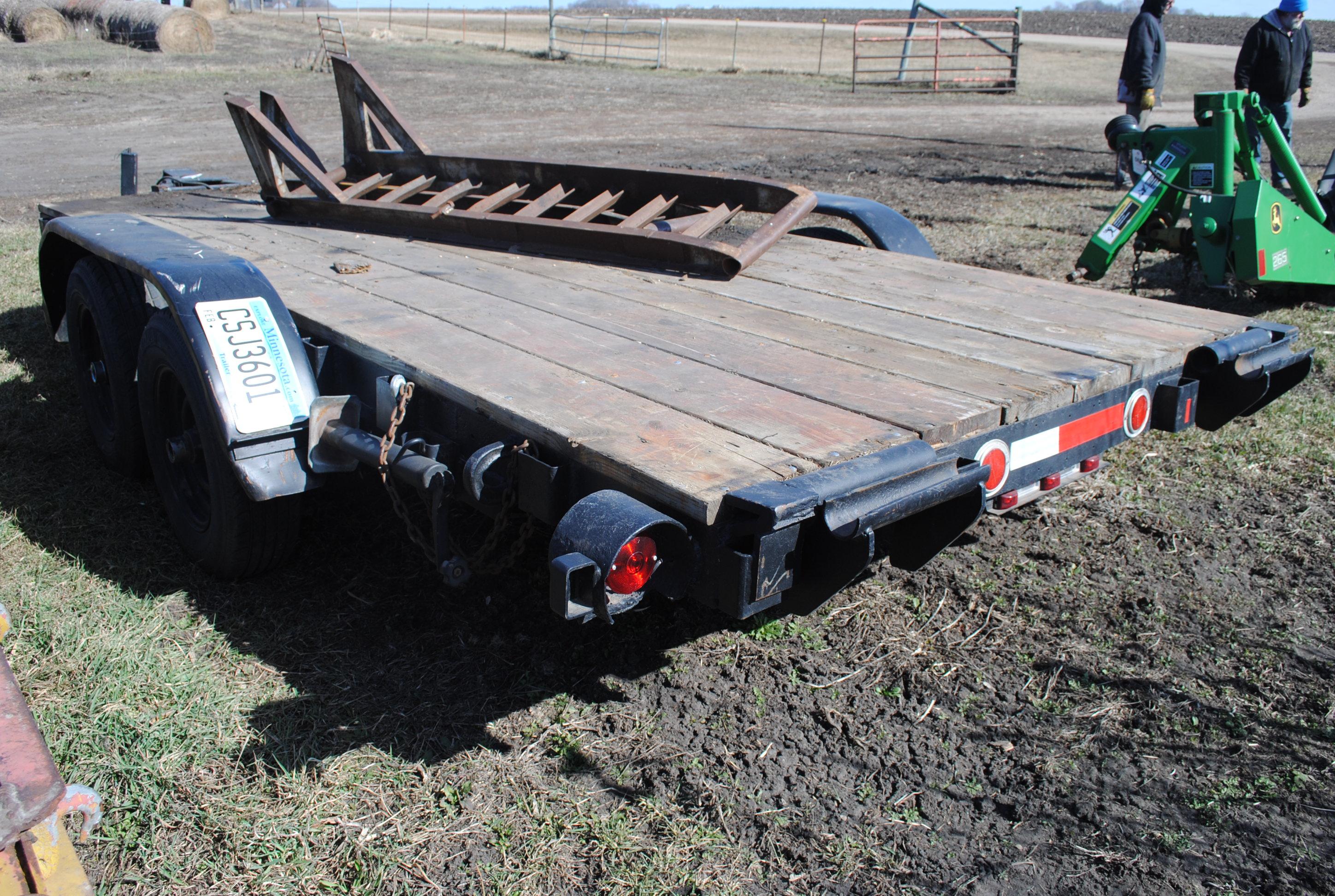 Pintle Hitch Trailer approx. 14'x75" (between fenders), sides, ramps, wood floor, rear stabilizer ja