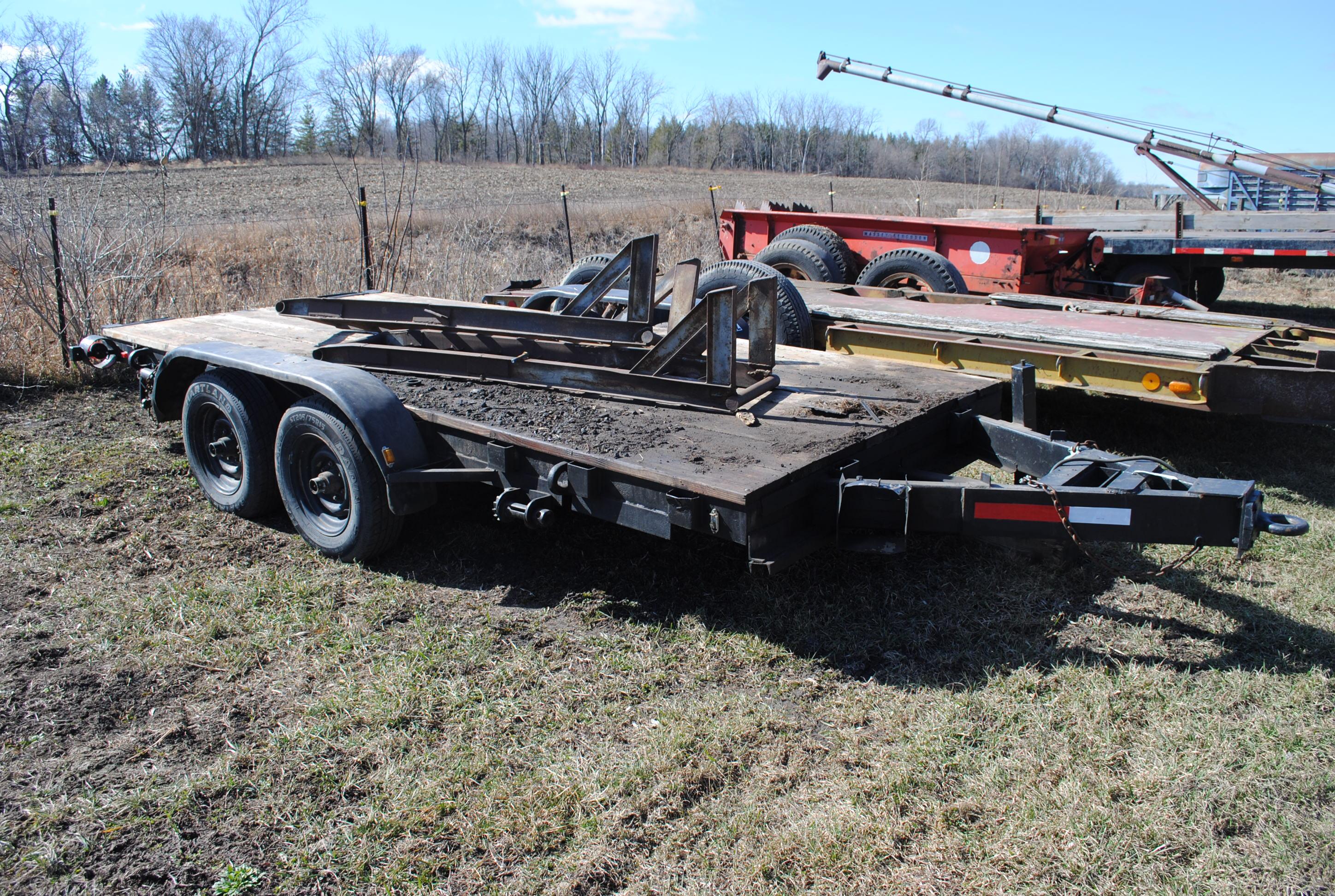 Pintle Hitch Trailer approx. 14'x75" (between fenders), sides, ramps, wood floor, rear stabilizer ja