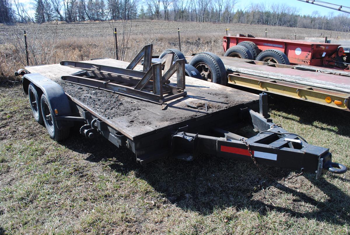 Pintle Hitch Trailer approx. 14'x75" (between fenders), sides, ramps, wood floor, rear stabilizer ja