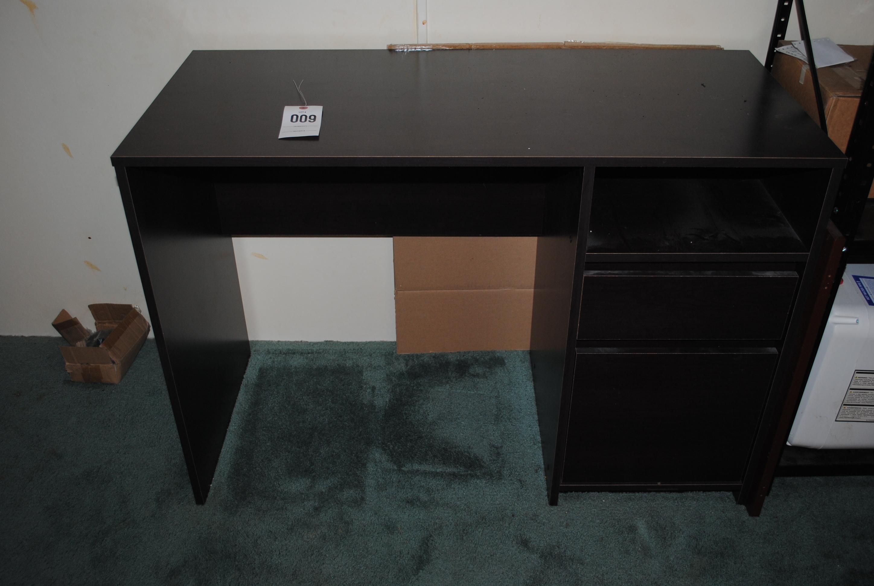 Black desk approx. 43" wide by 19" deep by 30" tall