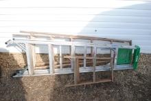 Ladders including Wooden Step Ladder, 6' Wooden & 6' Aluminum (sell as one lot)