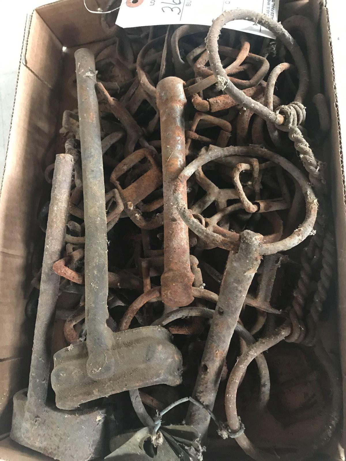 2 hub wrenches, horse bits, harness rings