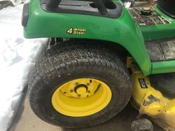 JD X534 4- wheel steer riding lawn mower,54 inch power lift deck, 343 hours, Kawasaki gas engine,