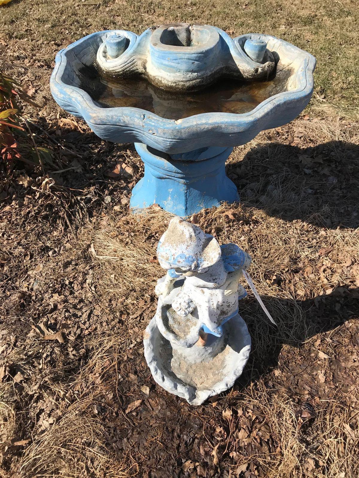 Concrete water fountain with dutch girl. No Shipping.