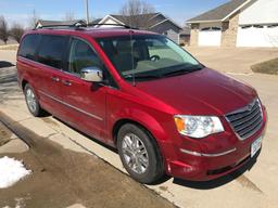 2008 Town and Country Chrysler van, red exterior color, light tan leather interior, automatic, power