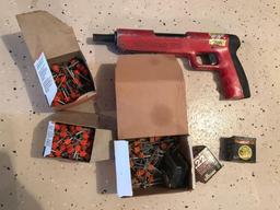 Red Head 721 masonry gun with power loads and partial boxes of fasteners