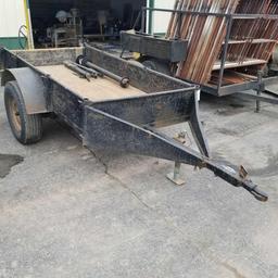 Single axle trailer, steel mesh floor with conversion to wire spool carrier/roller