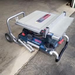 Bosch jobsite portable table saw, folding stand, transport, rip/push guides