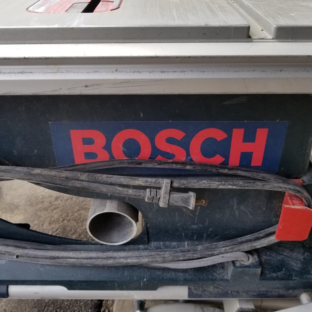 Bosch jobsite portable table saw, folding stand, transport, rip/push guides