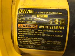 DeWalt Model DW705 - 12'' compound miter saw, Works well. NO SHIPPING