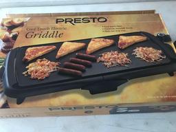 Presto cool-touch electric griddle, in box; a Stir Crazy corn popper