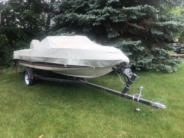 16 foot Forester 5 passenger fiberglass boat,90 hp Yamaha motor, 666 hours,single axle trailer.