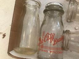 Milk Bottle Collection. (1) 1/2 Gal." Morning Fresh", (1) Pt. Durand, Wis. (1) Pt. Roe Diary, 1/2