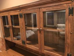 Oak "Western Style" hutch - 62'' wide x 20'' deep x 71'' tall. Not lighted, beautiful condition