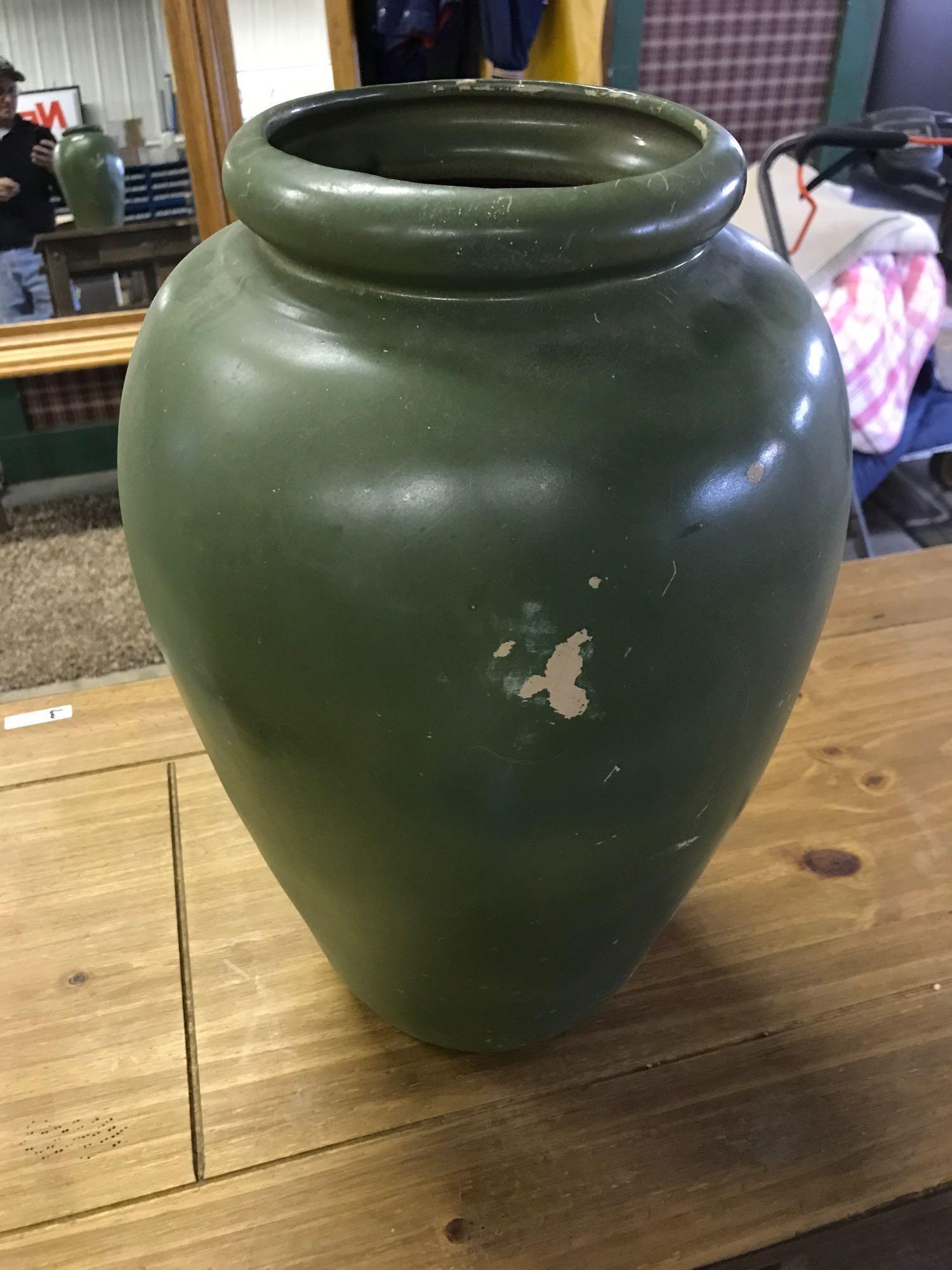 Wood Table & Green vase