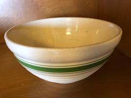 Green & blue banded crock bowls