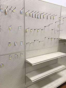 6 Sections of Lozier Shelving and some Hooks and Shelves