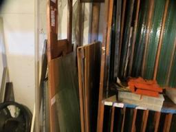 Large Assortment Glass Panes and Storage Cabinet