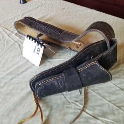 Black Leather Pistol Holster and Belt