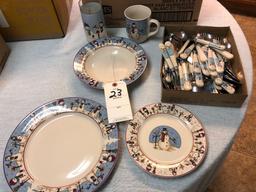 Snowman Scene Dish Set incl. Plates, Saucers, Cups, Glasses, and Flatware