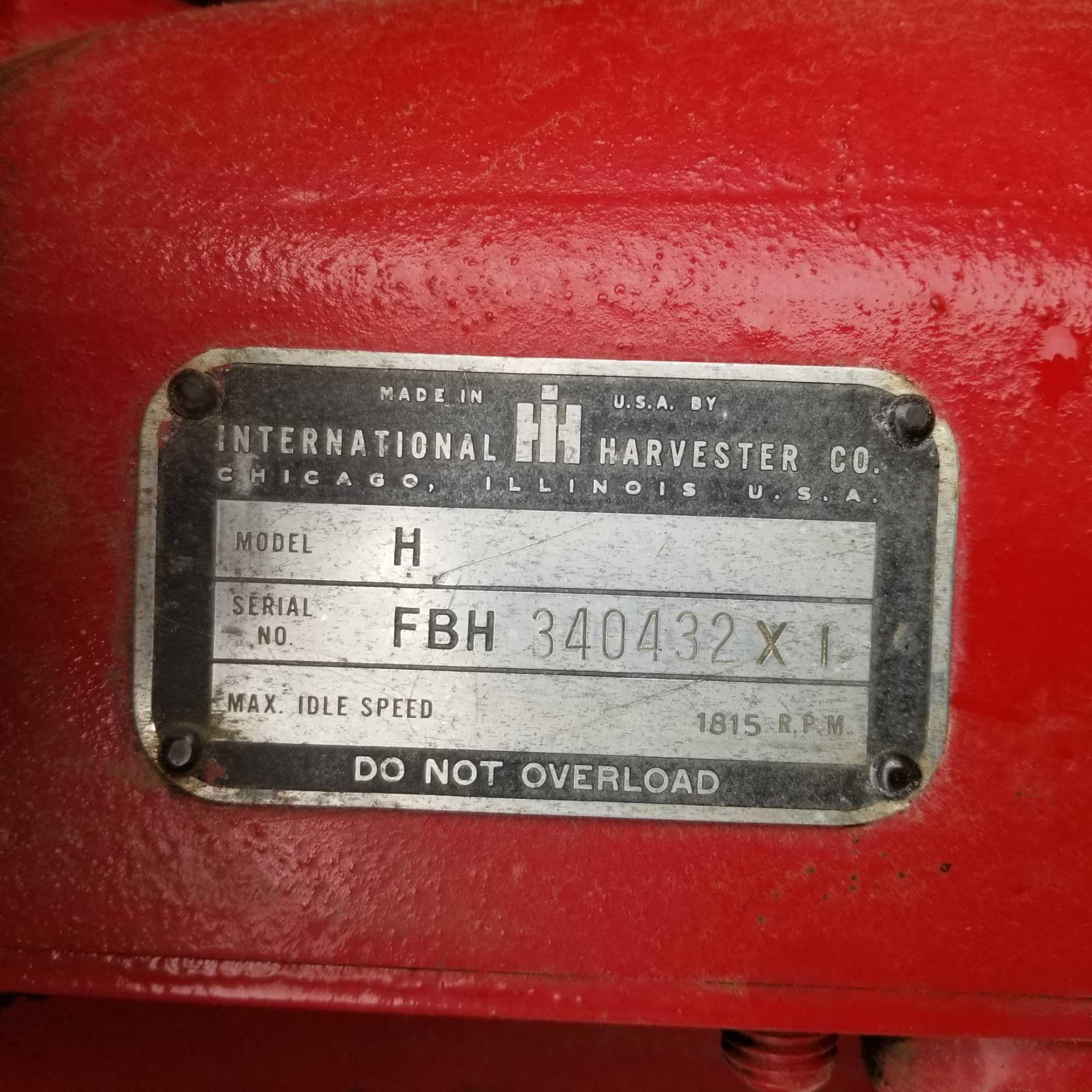 1950 Farmall "H" Tractor Gas Narrow Front 9 Speed Transmission Restored