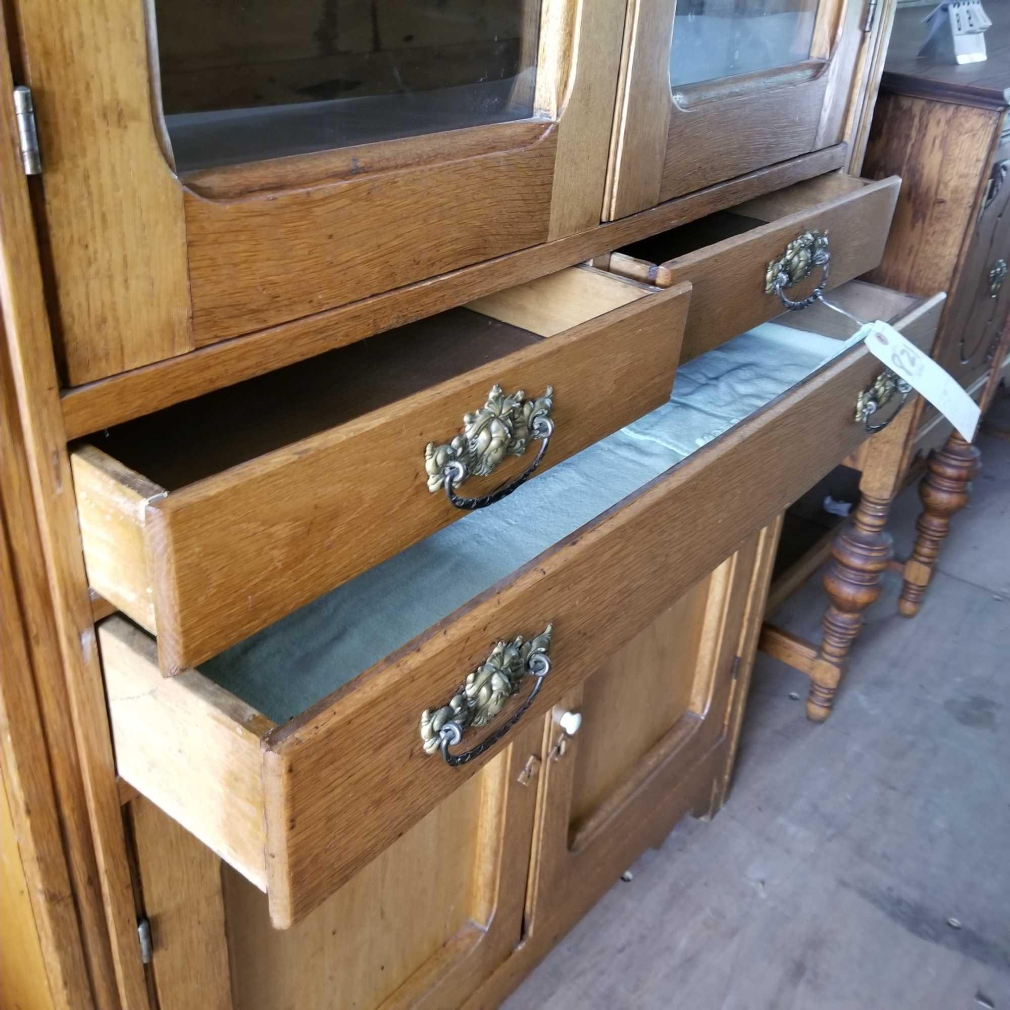 Ornate Glass Front China Hutch