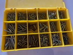 Screws, drywall nails, utility knives