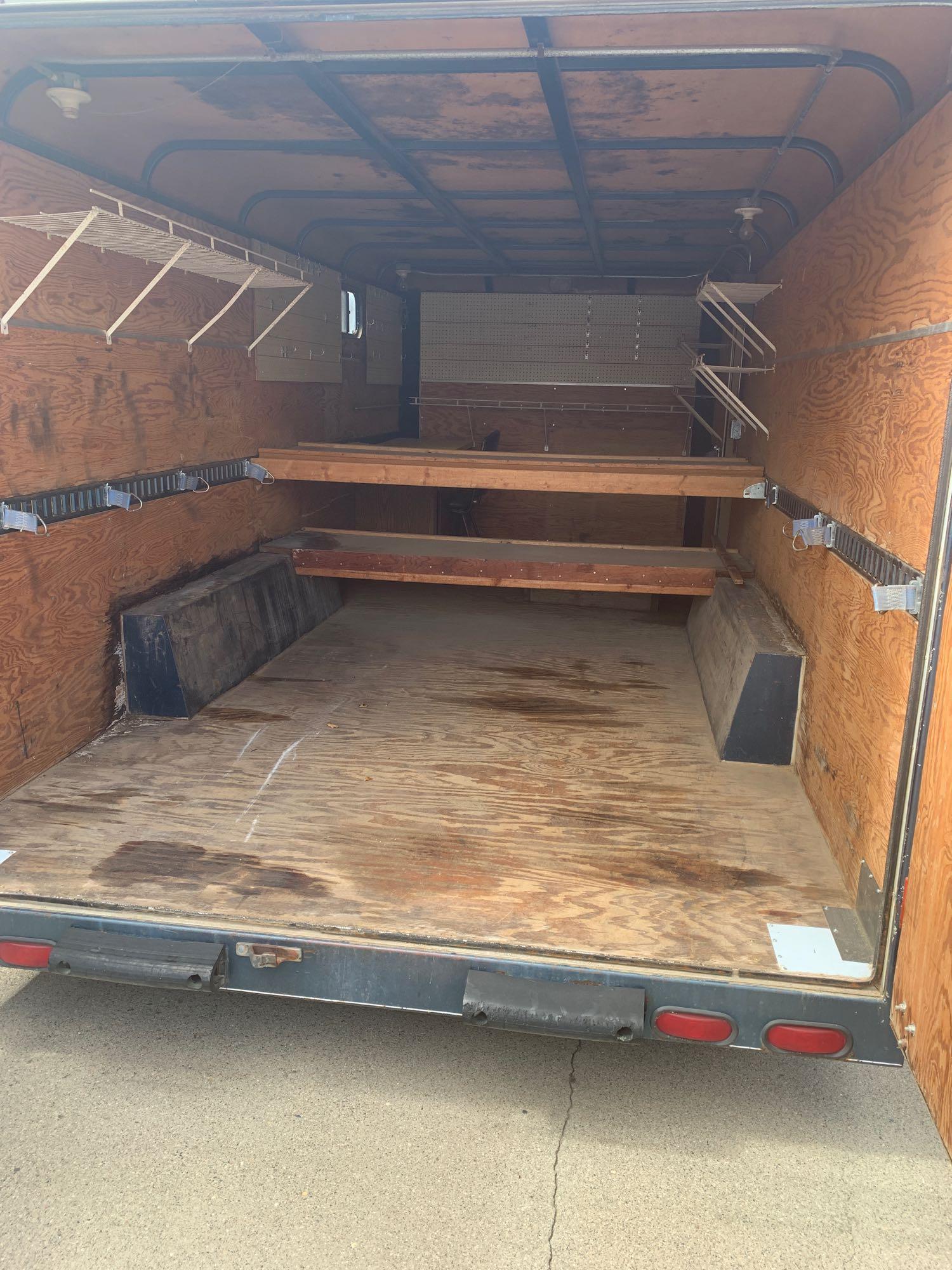 1992 Kiefer enclosed 8' x 18' insulated job trailer, swinging doors, 6 1/2' ceiling height, tandem