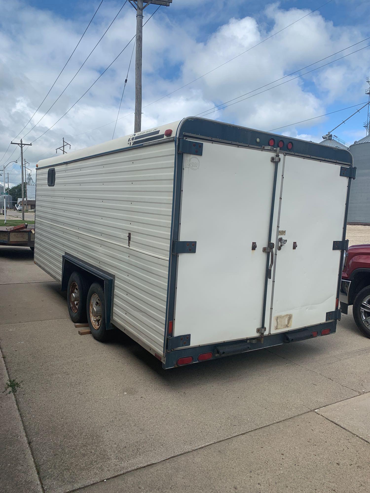 1992 Kiefer enclosed 8' x 18' insulated job trailer, swinging doors, 6 1/2' ceiling height, tandem