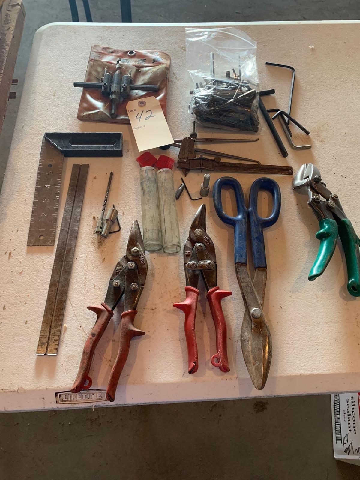 Squares, tin snips, hex wrenches, calipers, etc. shipping