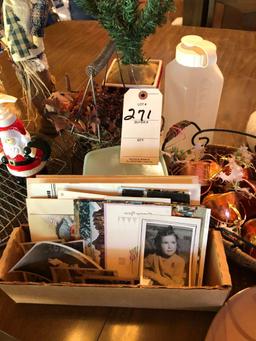 Melmac meat tray, Christmas items, old postcards, and more!